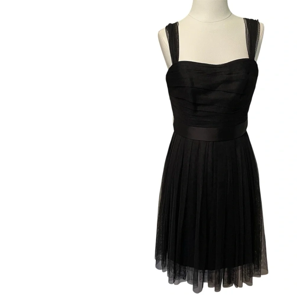 vera wang black cocktail dress Vera Wang 2000's Black Sequin Belted Drop Waist Dress